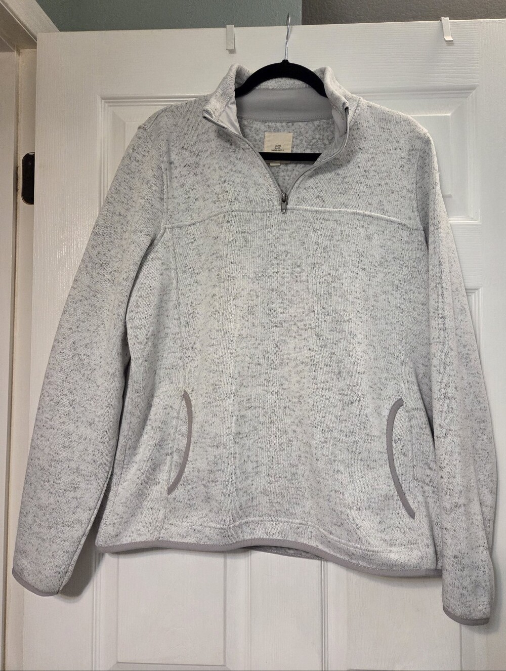 Heathered White/Gray Quarter-Zip Pullover